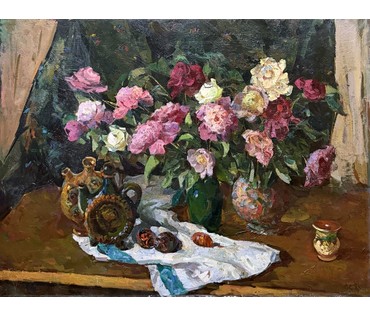 Кудревич Р.В. Народный художник. "Розы", холст, масло. Размер 120х90 см. № 3818 (артикул №3818) - фото №2