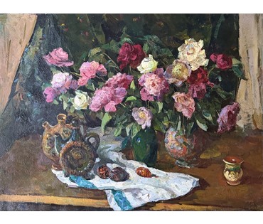 Кудревич Р.В. Народный художник. "Розы", холст, масло. Размер 120х90 см. № 3818 (артикул №3818) - фото №5