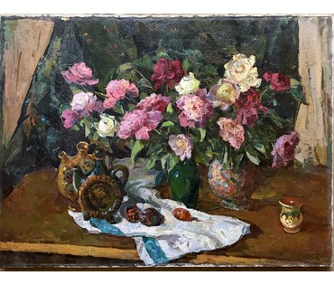 Кудревич Р.В. Народный художник. "Розы", холст, масло. Размер 120х90 см. № 3818 (артикул №3818) - фото №4