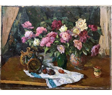 Кудревич Р.В. Народный художник. "Розы", холст, масло. Размер 120х90 см. № 3818 (артикул №3818) - фото №3