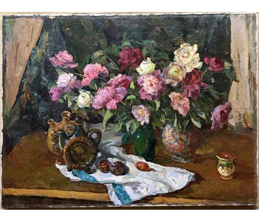 Кудревич Р.В. Народный художник. "Розы", холст, масло. Размер 120х90 см. № 3818 (артикул №3818) - фото №6