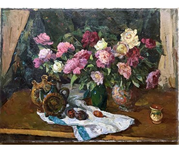 Кудревич Р.В. Народный художник. "Розы", холст, масло. Размер 120х90 см. № 3818 (артикул №3818) - фото №8