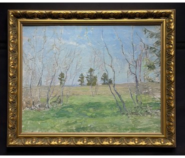 Бялыницкий-Бируля В.К "Весенняя зелень", 1930-е г.г. Экспертное заключение. Картон, масло. Размер с рамой 55х68 см. № 3820 (артикул №3820) - фото №2