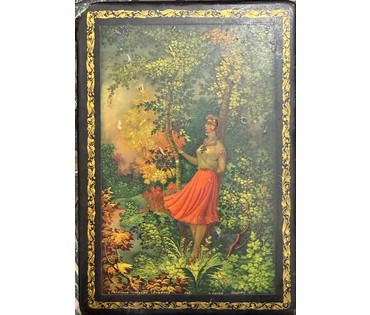 Шкатулка "Назначай поскорее свидание". Холуй, 1960-е г.г. Художник Добрин Ю. Размер 13,5х9,5 см. № 3829 (артикул №3829) - фото №3