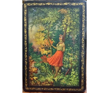 Шкатулка "Назначай поскорее свидание". Холуй, 1960-е г.г. Художник Добрин Ю. Размер 13,5х9,5 см. № 3829 (артикул №3829) - фото №4