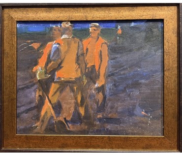Дорошевич Ф.И. Эскиз "Битумщики". Картон, масло. Размер с рамой 38,5х31,5см. № 3828 (артикул №3828) - фото №1