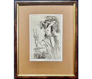 Кашкуревич А.М "Виноградная лоза". Офорт, размер с рамой 26,5х32,5 см. № 3855 (артикул №3855) - фото №1