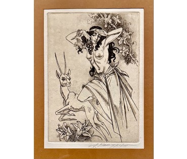 Кашкуревич А.М "Виноградная лоза". Офорт, размер с рамой 26,5х32,5 см. № 3855 (артикул №3855) - фото №2