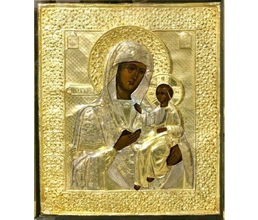 Икона "Иверская Пресвятая Богородица (Домохранительница)". Москва, 1883 г. (артикул №116) - фото №1