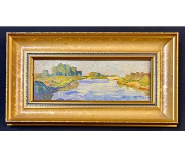 Кубарев В.Г. Этюд. Картон, масло. Размер 23х42 см. № 3858 (артикул №3858) - фото №1