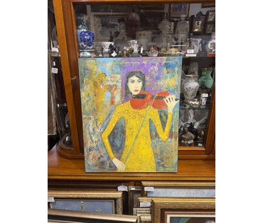 Лисовский А.С "Скрипачка",2026г. Холст, акрил. Размер 60х50 см. № 3863 (артикул №3863) - фото №2