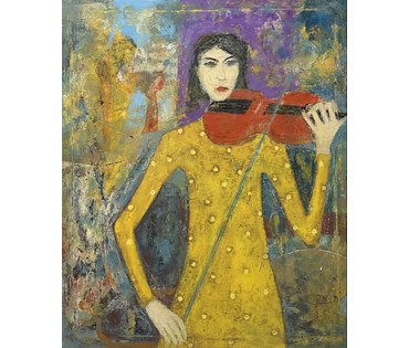 Лисовский А.С "Скрипачка",2026г. Холст, акрил. Размер 60х50 см. № 3863 (артикул №3863) - фото №1