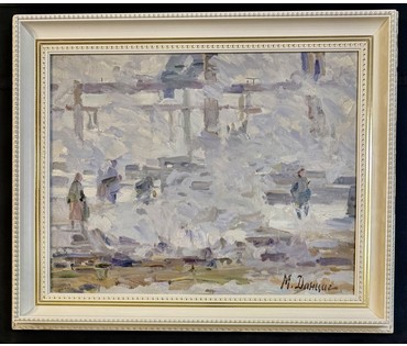 Данциг М.В "На строительной площадке", 1969г. Холст, масло.Размер с рамой 67х81,5 см. № 3873 (артикул №3873) - фото №4