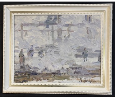 Данциг М.В "На строительной площадке", 1969г. Холст, масло.Размер с рамой 67х81,5 см. № 3873 (артикул №3873) - фото №1