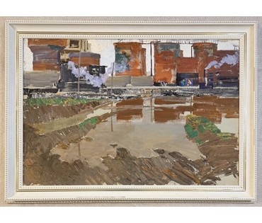 Данциг М.В. Каталожная работа "Трудовые будни", 1963г. Картон, темпера. Размер 68х100 см. № 3874 (артикул №3874) - фото №3