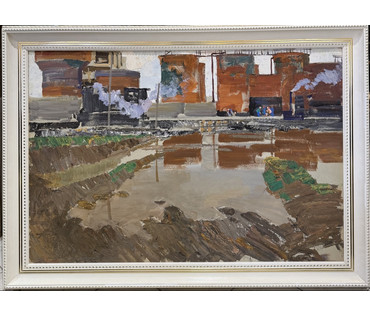 Данциг М.В. Каталожная работа "Трудовые будни", 1963г. Картон, темпера. Размер 68х100 см. № 3874 БРОНЬ (артикул №3874) - фото №1