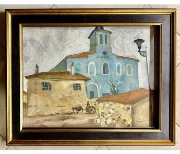 Заборов Б.А "Пейзаж", 1970г. Экспертное заключение. Картон, смешанная техника. Размер 48х67 см. № 3875 (артикул №3875) - фото №3