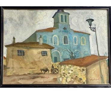 Заборов Б.А "Пейзаж", 1970г. Экспертное заключение. Картон, смешанная техника. Размер 48х67 см. № 3875 (артикул №3875) - фото №1