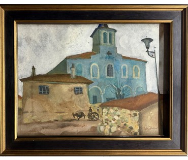 Заборов Б.А "Пейзаж", 1970г. Экспертное заключение. Картон, смешанная техника. Размер 48х67 см. № 3875 (артикул №3875) - фото №5