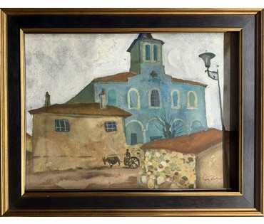 Заборов Б.А "Пейзаж", 1970г. Экспертное заключение. Картон, смешанная техника. Размер 48х67 см. № 3875 (артикул №3875) - фото №6