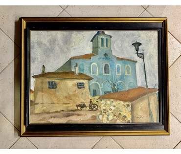 Заборов Б.А "Пейзаж", 1970г. Экспертное заключение. Картон, смешанная техника. Размер 48х67 см. № 3875 (артикул №3875) - фото №7