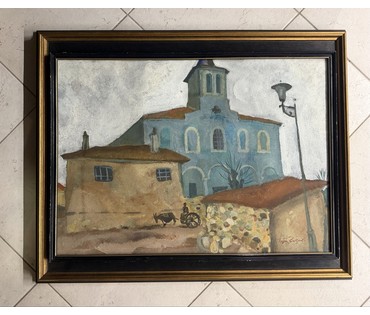 Заборов Б.А "Пейзаж", 1970г. Экспертное заключение. Картон, смешанная техника. Размер 48х67 см. № 3875 (артикул №3875) - фото №8