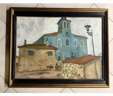 Заборов Б.А "Пейзаж", 1970г. Экспертное заключение. Картон, смешанная техника. Размер 48х67 см. № 3875 (артикул №3875) - фото №9