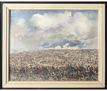 Барановский А.В "Рожь", 1986г. Картон, масло. Размер с рамой 45х55 см. № 3879 (артикул №3879) - фото №3