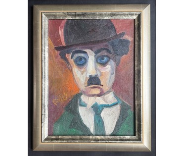 Акулов В.И "Чарли Чаплин", 2009г. Холст, масло. Размер с рамой 40х50 см. № 3880 (артикул №3880) - фото №2