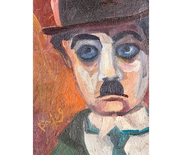 Акулов В.И "Чарли Чаплин", 2009г. Холст, масло. Размер с рамой 40х50 см. № 3880 (артикул №3880) - фото №3