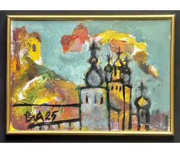 Акулов В.И "Прошлая кремлёвская вязь", 2025г. Оргалит, масло. Размер 30х23 см. № 3881 (артикул №3881) - фото №2