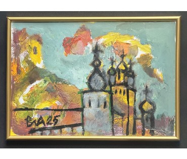 Акулов В.И "Прошлая кремлёвская вязь", 2025г. Оргалит, масло. Размер 30х23 см. № 3881 (артикул №3881) - фото №5