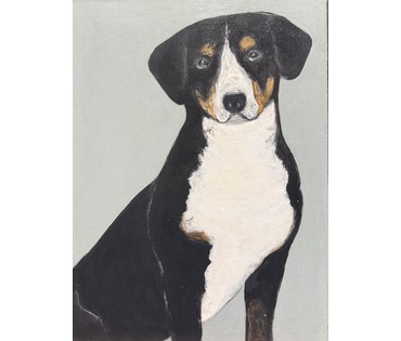 Лисовский А.С "Собачка", 2026г. Холст, акрил. Размер 40х30 см. № 3883 (артикул №3883) - фото №1