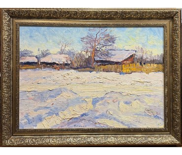 Максимцев К.И "Пейзаж", 1953г. Картон, масло. Размер 50х70 см. № 3885 (артикул №3885) - фото №1