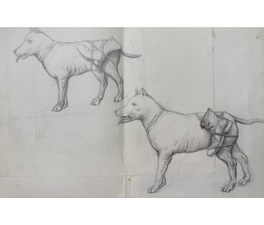 Вашкевич Р.П "Состязание в беге", 1997г. Бумага, карандаш. Размер 37х24 см. № 3901 (артикул №3901) - фото №1