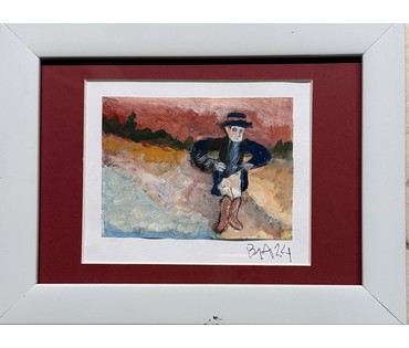 Акулов В.И "Узнаваем мир", 2024г. Бумага, акрил. Размер с рамой 25,5х19,5 см. № 3910 (артикул №3910) - фото №1