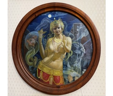 Исачёв А.А. Каталожная работа "Иштар-Луна", 1983-1987г.г. Диаметр с родной рамой 56,5 см. № 3914 (артикул №3914) - фото №2