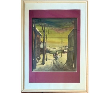 Скрипниченко Г.С. Каталожная работа "Ускраіна", возле Гудогая. 1978г. Бумага, акварель. Размер с рамой 76х105 см. № 3917 (артикул №3917) - фото №1