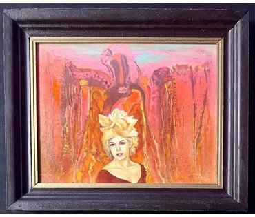 Скрипниченко Г.С. Каталожная работа "Я ўжо выйшла замуж", 1979г. Картон, смешанная техника. Размер с рамой 60,5х50,5 см. № 3921 (артикул №3921) - фото №1