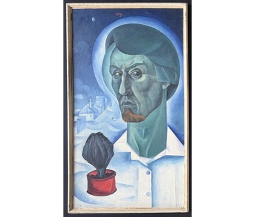 Скрипниченко Г.С. Каталожная работа "Аўтапартрэт на Крапоткіна,16", 1964г. ДСП, масло. Размер с рамой 71х51 см. № 3944 (артикул №3944) - фото №2