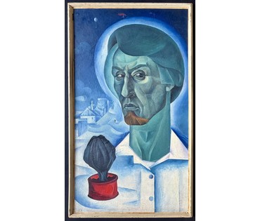 Скрипниченко Г.С. Каталожная работа "Аўтапартрэт на Крапоткіна,16", 1964г. ДСП, масло. Размер с рамой 71х51 см. № 3944 (артикул №3944) - фото №3