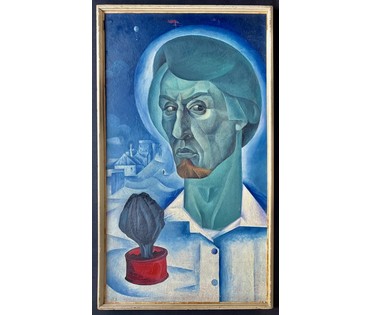 Скрипниченко Г.С. Каталожная работа "Аўтапартрэт на Крапоткіна,16", 1964г. ДСП, масло. Размер с рамой 71х51 см. № 3944 (артикул №3944) - фото №1