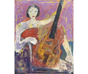 Лисовский А.С "Девушка со скрипкой", 2026г. Холст, акрил. Размер 50х40 см. № 3946 (артикул №3946) - фото №1