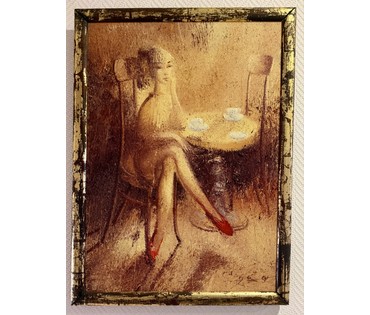 Суша А.С "У кафэ",2002г. Холст, масло. Размер 70х50 см. № 3952 (артикул №3952) - фото №2