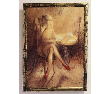 Суша А.С "У кафэ",2002г. Холст, масло. Размер 70х50 см. № 3952 (артикул №3952) - фото №4