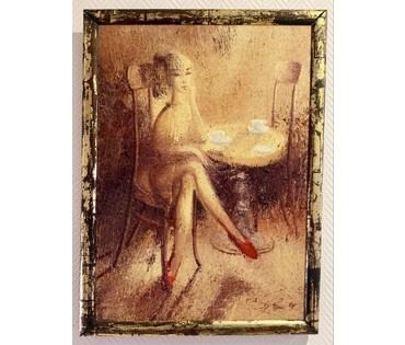 Суша А.С "У кафэ",2002г. Холст, масло. Размер 70х50 см. № 3952 (артикул №3952) - фото №5
