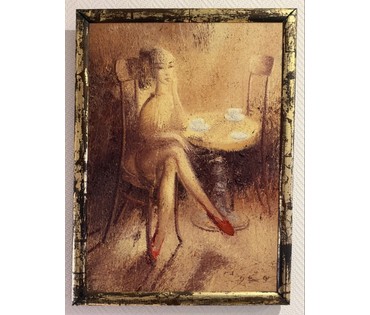 Суша А.С "У кафэ",2002г. Холст, масло. Размер 70х50 см. № 3952 (артикул №3952) - фото №1