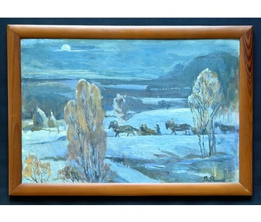 Рожков В.З "Зимушка", 1976г. Картон, темпера. Размер с рамой 65,5х45,5 см.№ 3953 (артикул №3953) - фото №2