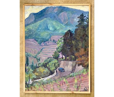 Катков С.П "Дорога в горы", картон, темпера. Размер с рамой 71х93,5 см. № 3955 (артикул №3955) - фото №3