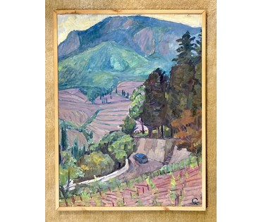 Катков С.П "Дорога в горы", картон, темпера. Размер с рамой 71х93,5 см. № 3955 (артикул №3955) - фото №5